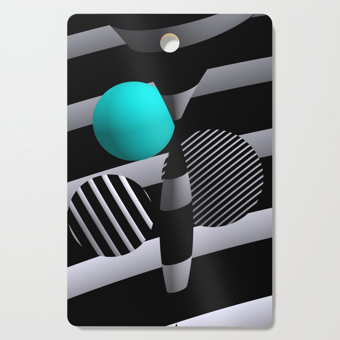 black and white and turquoise -200- Cutting Board