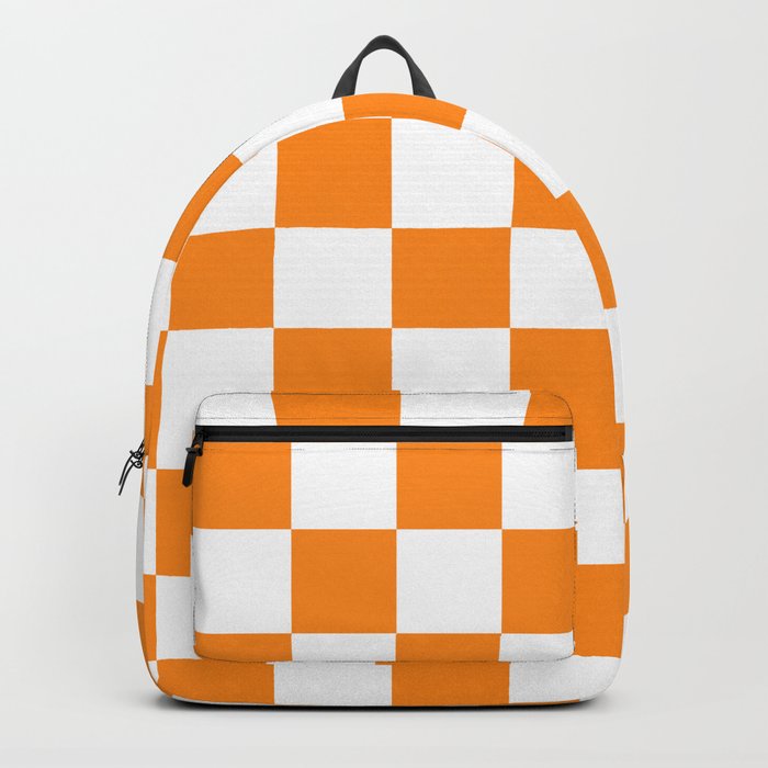 Tangerine Orange Checkerboard Pattern Palm Beach Preppy Backpack