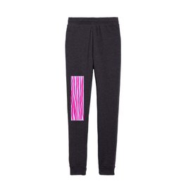 Vertical retro wavy lines - magenta and violet Kids Joggers