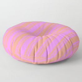 [ Thumbnail: Violet and Dark Salmon Colored Striped/Lined Pattern Floor Pillow ]