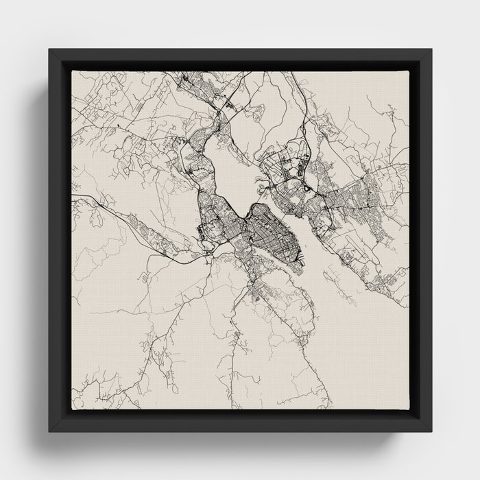 Canada Halifax Map Framed Canvas