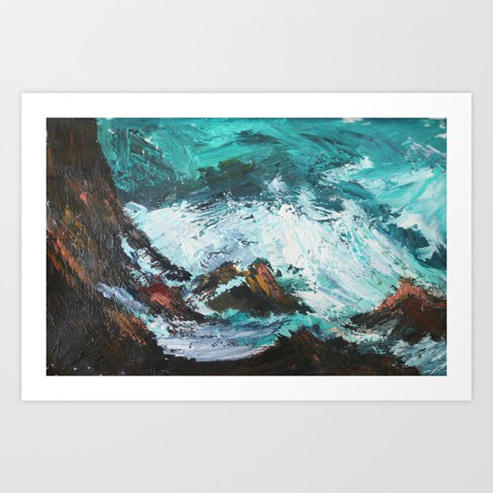 Pacific Ocean Rocks Seascape Art Print
