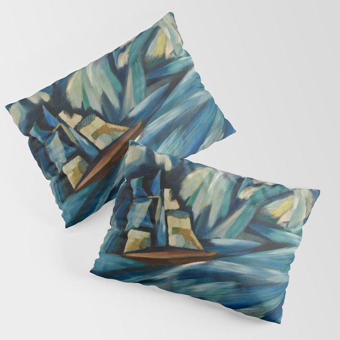 Orinoco Flow; carry me on the waves to the lands I've never seen nautical maritime landscape painting (sail boat) by Pedro Ribeiro Simões Pillow Sham