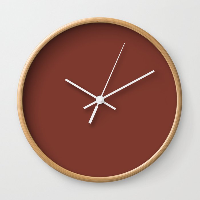Burnt Henna herbal brown tone solid color modern abstract pattern  Wall Clock