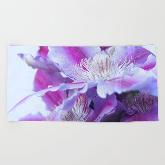 Clematis Flowers Close-Up #1 #decor #art #society6 Beach Towel