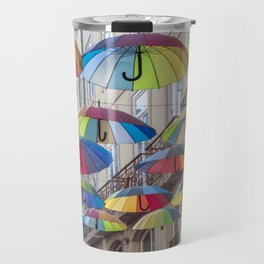 Umbrellas in Lisbon, Portugal art print- bright cheerful summer - street and travel photography Travel Mug