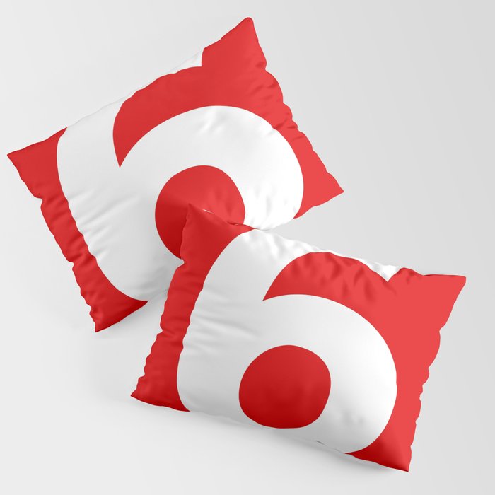 Number 6 (White & Red) Pillow Sham