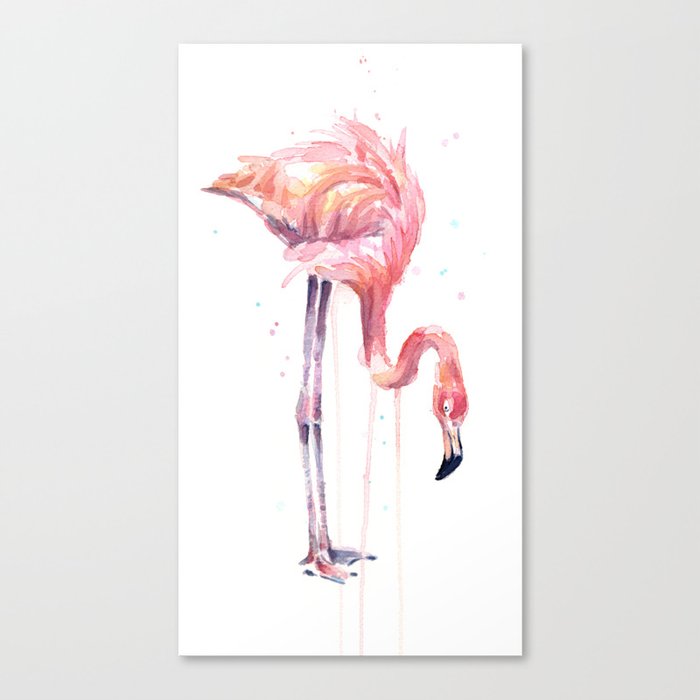 Flamingo Painting Watercolor Canvas Print By Olechka Society6