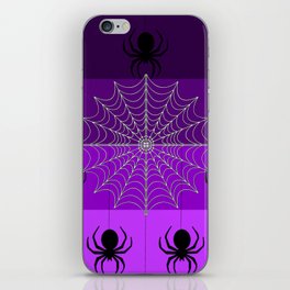 Halloween spiders on purple stripes. iPhone Skin