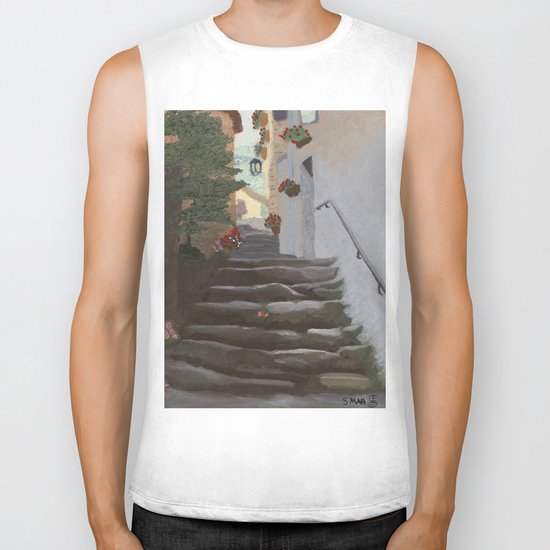 Italian Street and Stairs Biker Tank
