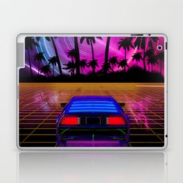 Neon landscape: Synthwave horizon & car [synthwave/vaporwave/cyberpunk] — aesthetic poster, retrowav Laptop Skin