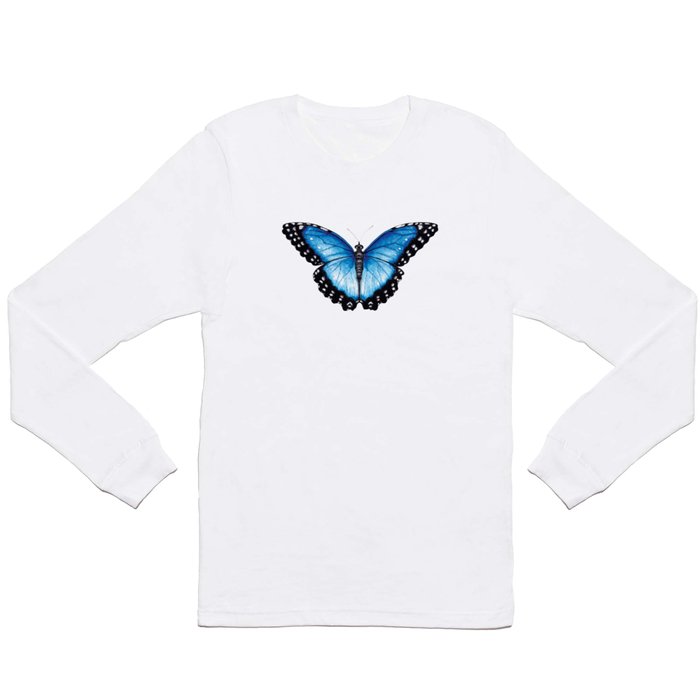 Blue Morpho Butterfly, the Menelaus blue morpho (Morpho menelaus) Butterfly, Blue Butterfly Long Sleeve T Shirt