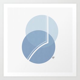 Modern circles, pastel blue, linear circles Art Print
