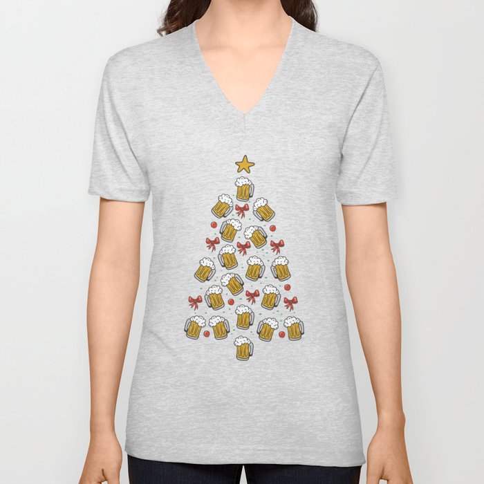 Christmas beer tree V Neck T Shirt