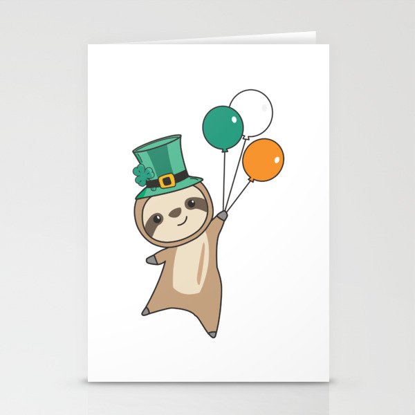Sloth Ireland Saint Patrick's Day Balloons Stationery Cards