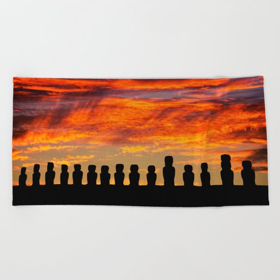 EASTER ISLAND SUNRISE Beach Towel