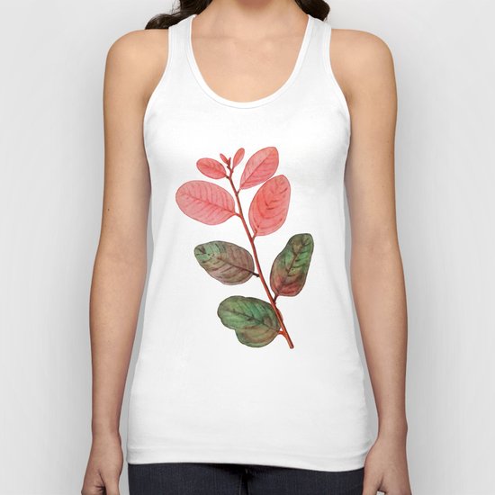Vintage Pink Leaf Unisex Tank Top