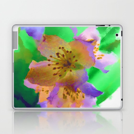 Purple Flowers - Watercolour Painting Laptop & iPad Skin