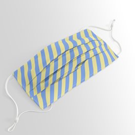 [ Thumbnail: Tan and Cornflower Blue Colored Stripes/Lines Pattern Face Mask ]