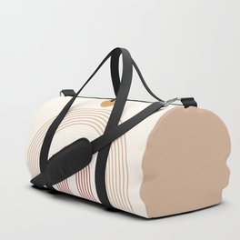 Geometric Lines in Terracotta and Beige 14 (Rainbow and Sun Abstract) Duffle Bag