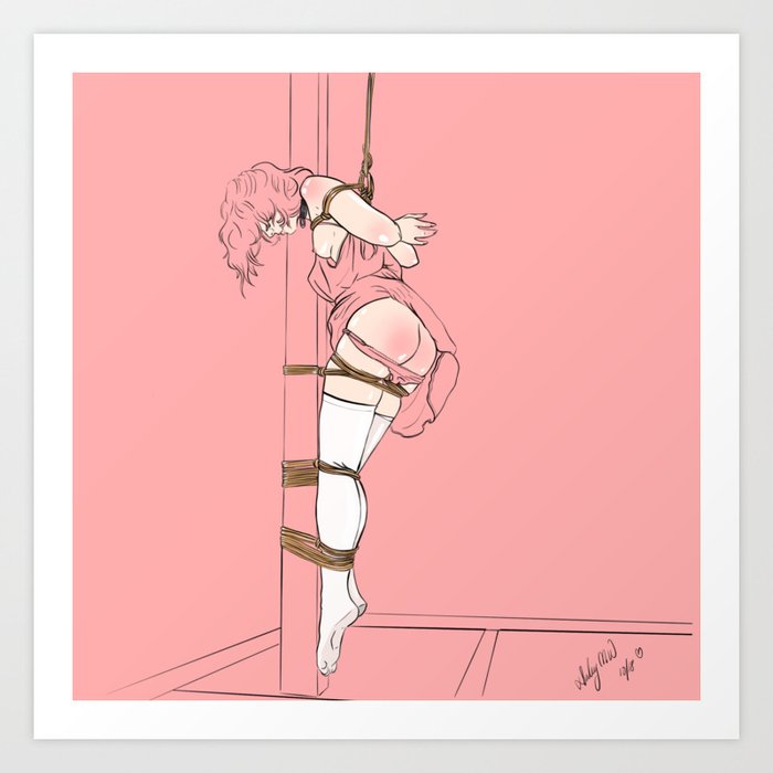 Rope play - Pink Shibari Art Print by HMW Art