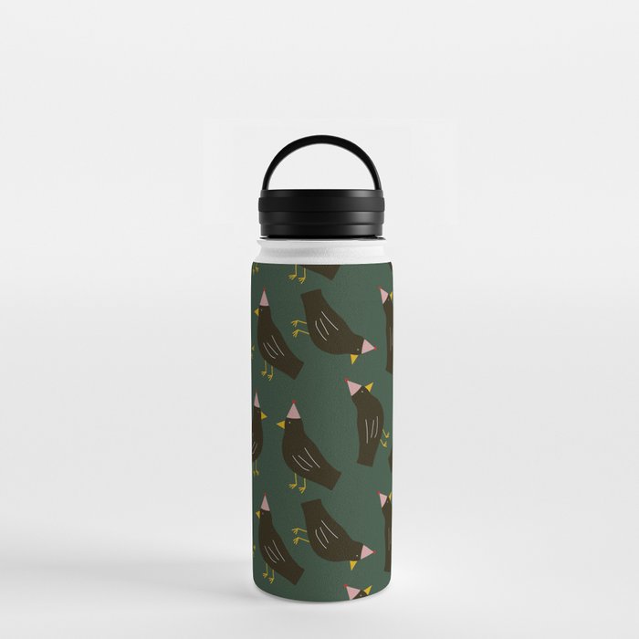 Cute seamless pattern with rooks in funny caps on dark green