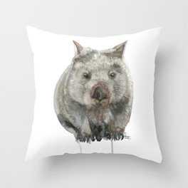 Wombat watercolour Throw Pillow
