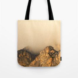 Fog in the Dolomites mountain Tote Bag