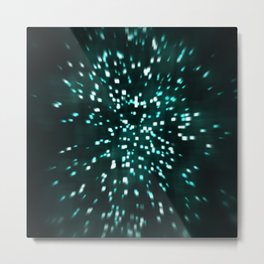Once in a Lifetime Metal Print | Digital, Green, Lights, Turquoise, Dots, Stars, Particles, Black, Pixelated, Squares 