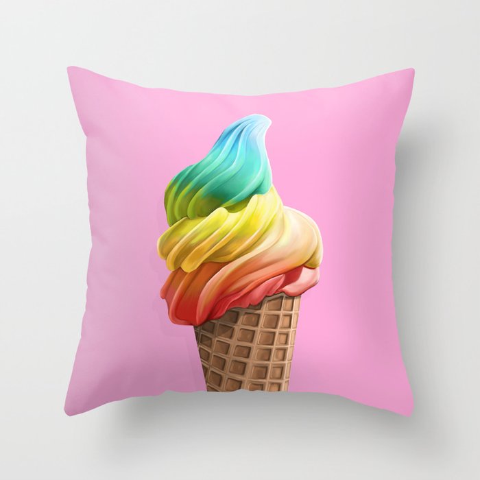 Rainbow ice cream Throw Pillow