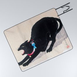 Black Cat Hissing Picnic Blanket