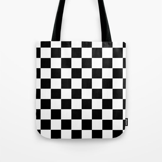 Checker Cross Squares Black & White Tote Bag