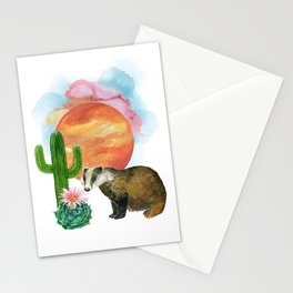 Badger in Desert Sunset Stationery Cards