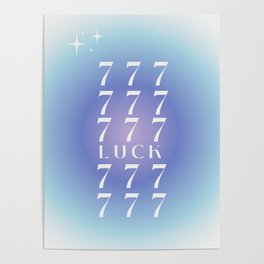 777 Luck Angel Number Aesthetic Gradient Circle Aura Glow Trendy Poster