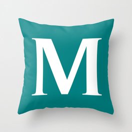 M MONOGRAM (WHITE & TEAL) Throw Pillow