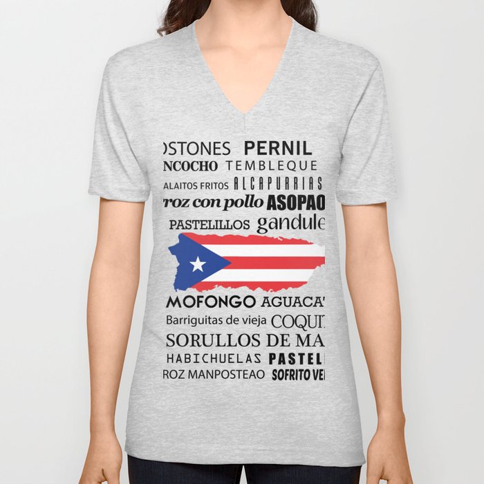 Puerto Rican foodie boricua cousine V Neck T Shirt by ER art
