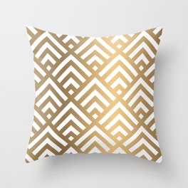 Gold geometric art deco diamond pattern Throw Pillow