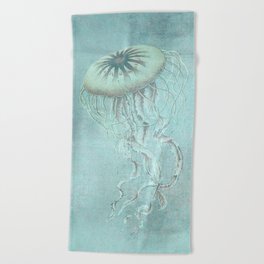 Jellyfish Underwater Aqua Turquoise Art Beach Towel