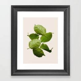 Green Leaves Falling Framed Art Print