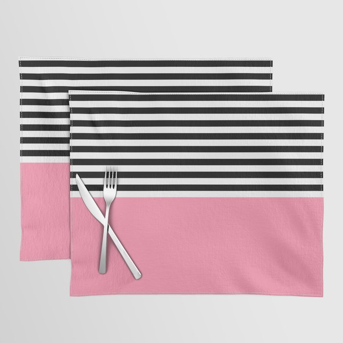 Baker-Miller Pink With Black and White Stripes Placemat