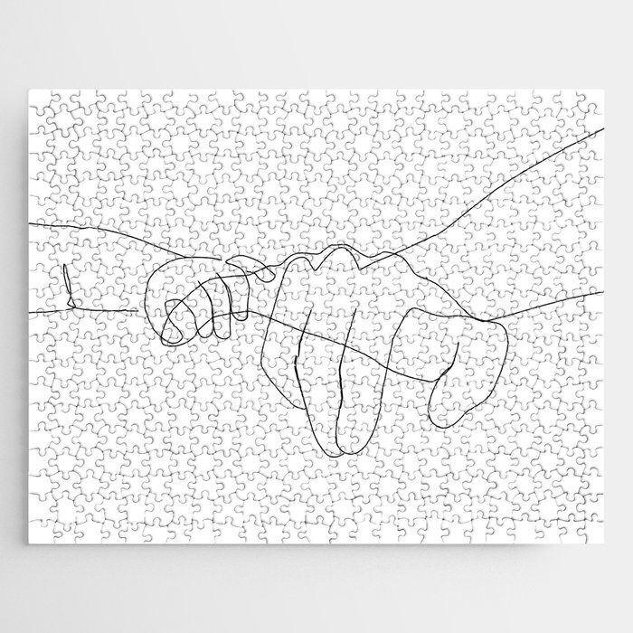 Father and Baby Pinky Swear / hand line drawing  Jigsaw Puzzle