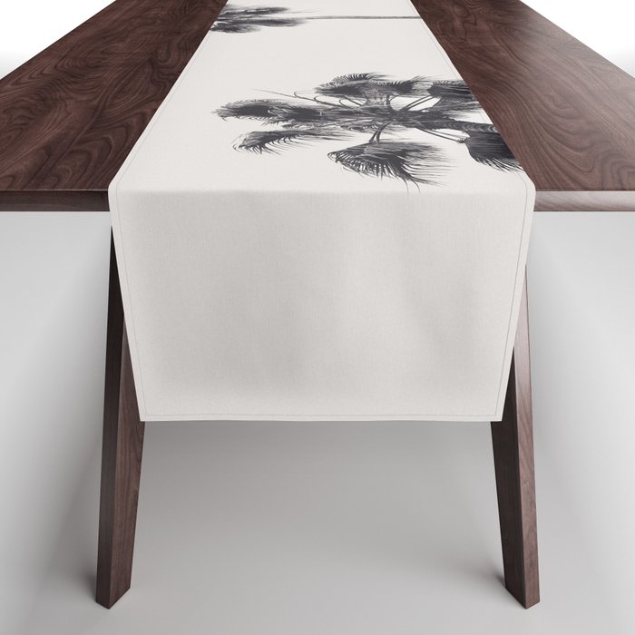 Palm Trees Black and White Table Runner