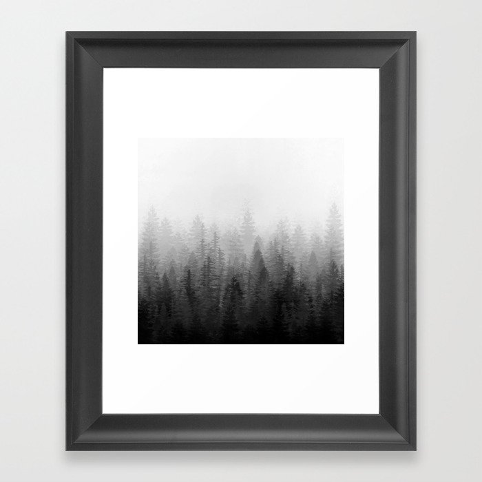 Into The Misty Nature - Black & White Framed Art Print