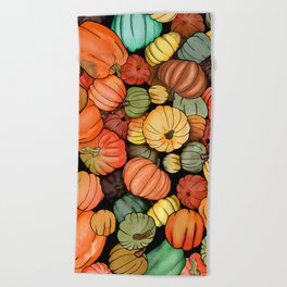Pumpkins Pattern Beach Towel