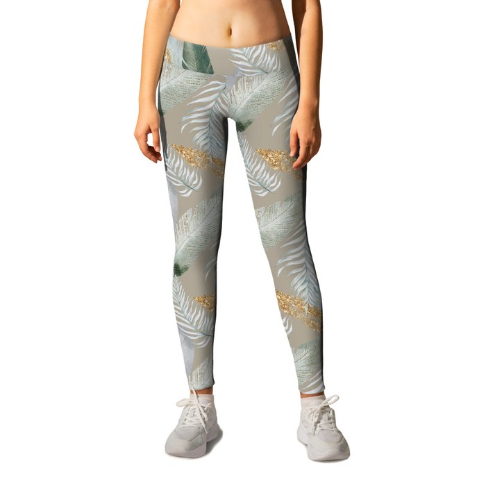 Tropical Palm Leaves Pattern Leggings