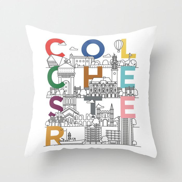 Colchester Town - Typoline Cities Throw Pillow