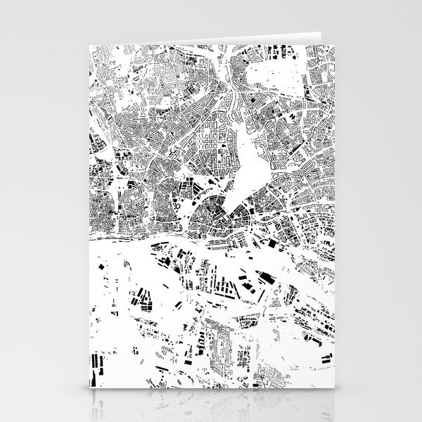 Hamburg Map Schwarzplan Only Buildings Stationery Cards