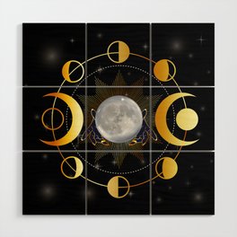 Full moon and triple goddess in hands of Gypsy  Wood Wall Art