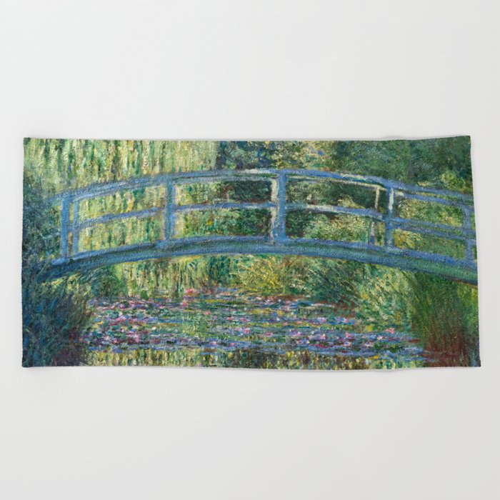 Claude Monet - Water Lily pond, Green Harmony Beach Towel