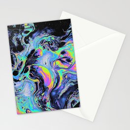 Psychedelic Blacken Multicolored Liquid Marble Pattern - Gift for Melodic Art Lovers Stationery Card